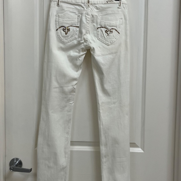 White Rhinestone Embellished Distressed Jeans – Size S - Picture 10 of 16